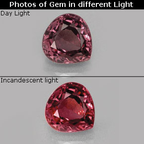 Granato cangiante Viola a rosso-rosa naturale da 0.92 ct, Forma a pera, VS