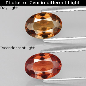 Granato cangiante naturale  da 0,91 ct, taglio ovale, VS