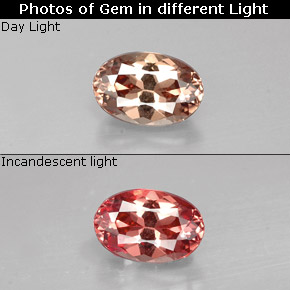 Granato cangiante Rosato a rosso-rosa naturale da 0.62 ct, Taglio ovale, VS
