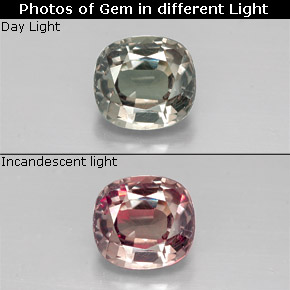 Granato cangiante naturale multicolore da 1,30 ct, taglio a cuscino, VS