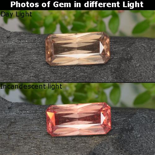 Granato cangiante Hickory Brown naturale da 0.71 ct, Taglio smeraldo, VS-SI