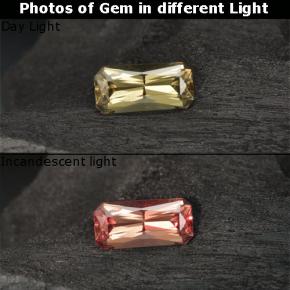 Granato cangiante naturale giallo da 0,71 ct, taglio smeraldo, VS