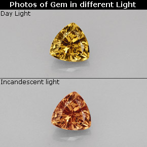 Granato cangiante naturale multicolore da 0,85 ct, trillion, VS