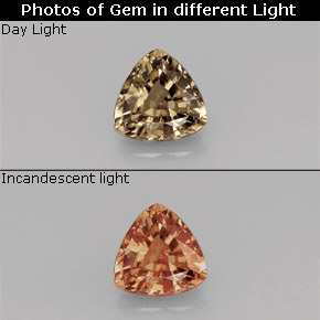 Granato cangiante Marrone verdastro a arancio naturale da 0.72 ct, Taglio trillion, VS
