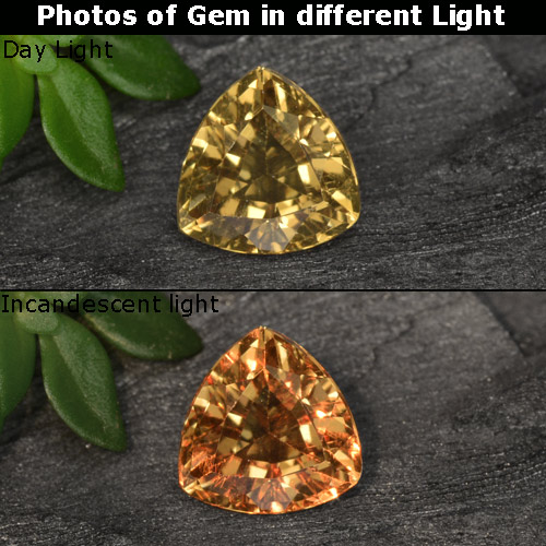 Granato cangiante Marrone dorato naturale da 0.67 ct, Taglio trillion, VS