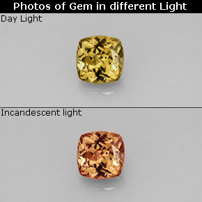 Granato cangiante naturale multicolore da 0,83 ct, taglio a cuscino, VS