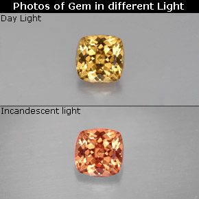 Granato cangiante naturale multicolore da 0,81 ct, taglio a cuscino, VS