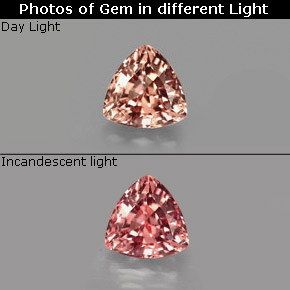 Granato cangiante Rosato a rosso-rosa naturale da 0.88 ct, Taglio trillion, VS