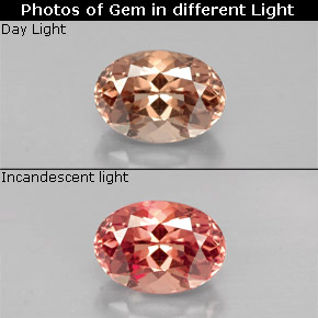 Granato cangiante Rosato a rosso-rosa naturale da 1.17 ct, Taglio ovale, VS