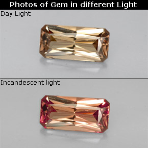 Granato cangiante Marrone dorato ad arancione naturale da 1.44 ct, Taglio smeraldo, VS