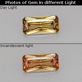 Granato cangiante naturale multicolore da 1,21 ct, taglio smeraldo, VS