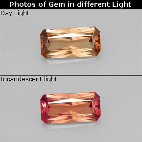 Granato cangiante naturale multicolore da 1,26 ct, taglio smeraldo, VS