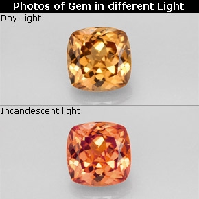 Granato cangiante naturale multicolore da 1,36 ct, taglio a cuscino, VS