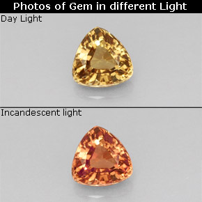 Granato cangiante Marrone dorato ad arancione naturale da 0.89 ct, Taglio trillion, VS
