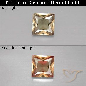 0.51ct Naturale Marrone dorato Granato cangiante, Quadrato, VVS-VS