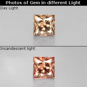 Granato cangiante naturale multicolore da 0,63 ct, quadrato, VS