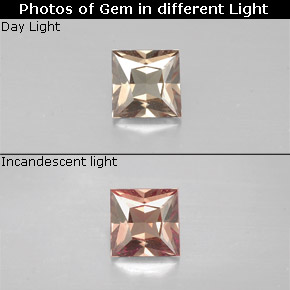 Granato cangiante naturale marrone da 0,49 ct, quadrato, VS