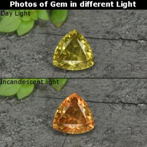 Granato cangiante naturale giallo da 0,70 ct, trillion, VS