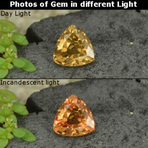 Granato cangiante Giallo dorato naturale da 0.78 ct, Taglio trillion, VS