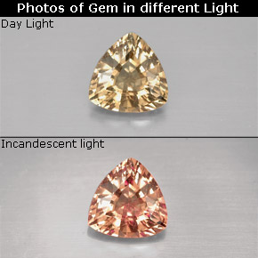 Granato cangiante naturale multicolore da 0,74 ct, trillion, VVS-VS