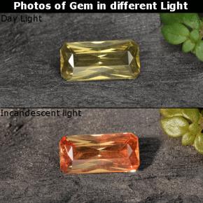 Granato cangiante naturale giallo da 0,60 ct, taglio smeraldo, VVS-VS