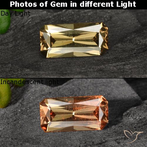 0.63ct Naturale Marrone dorato Granato cangiante, Taglio smeraldo, VVS-VS