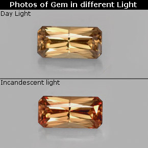 Granato cangiante Marrone dorato ad arancione naturale da 0.80 ct, Taglio smeraldo, VVS-VS