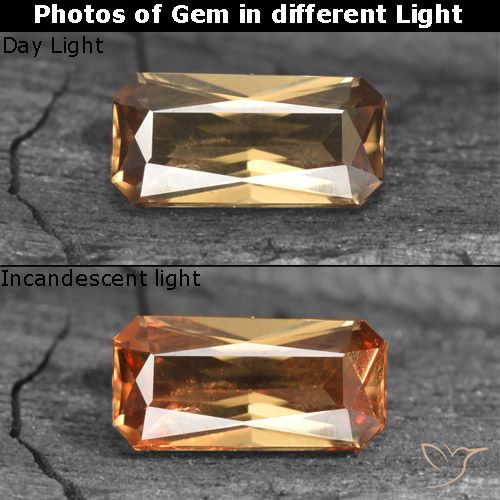 0.73ct Naturale Marrone dorato Granato cangiante, Taglio smeraldo, VS