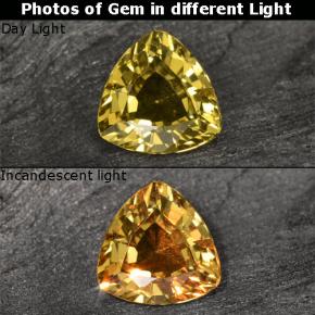 Granato cangiante naturale dorato da 0,64 ct, trillion, VS