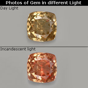 Granato cangiante naturale multicolore da 0,58 ct, taglio a cuscino, VS