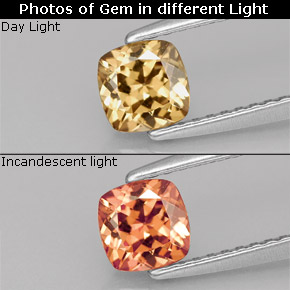 Granato cangiante naturale multicolore da 0,67 ct, taglio a cuscino, VVS-VS