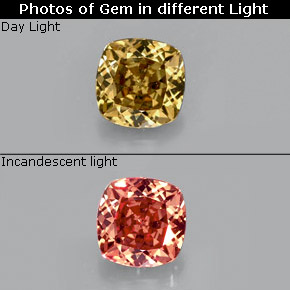 Granato cangiante naturale multicolore da 0,70 ct, taglio a cuscino, VS