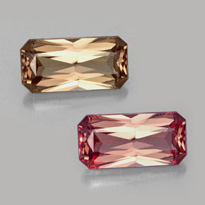 Granato cangiante Marrone verdastro a rosa rossa naturale da 0.70 ct, Taglio smeraldo, VVS-VS