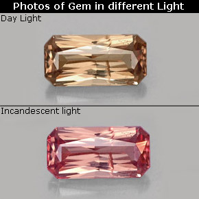 Granato cangiante naturale multicolore da 0,75 ct, taglio smeraldo, SI