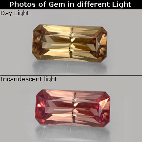 Granato cangiante naturale multicolore da 0,73 ct, taglio smeraldo, VS