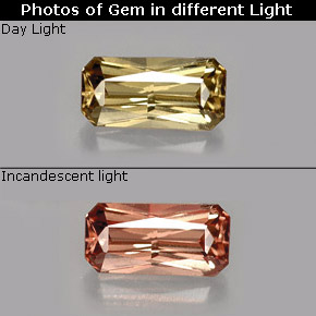 Granato cangiante naturale cangiante da 0,67 ct, taglio smeraldo, VVS-VS
