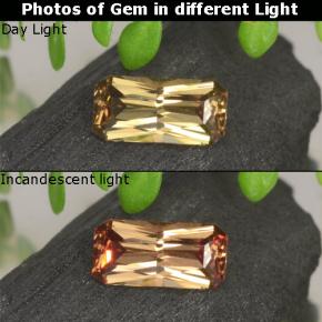Granato cangiante naturale dorato da 0,66 ct, taglio smeraldo, VVS-VS