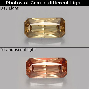 Granato cangiante naturale cangiante da 0,73 ct, taglio smeraldo, VVS-VS