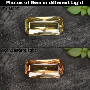 Granato cangiante naturale dorato da 0,59 ct, taglio smeraldo, VS