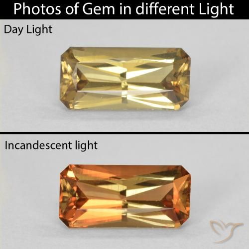 0.73ct Naturale Marrone dorato Granato cangiante, Taglio smeraldo, VVS