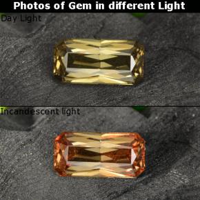 Granato cangiante naturale dorato da 0,78 ct, taglio smeraldo, VVS