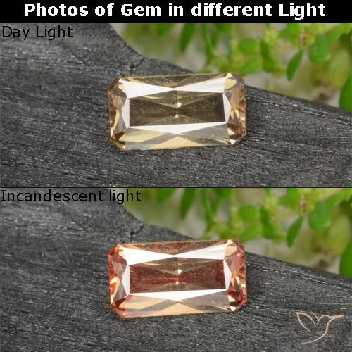 0.70ct Naturale Marrone dorato Granato cangiante, Taglio smeraldo, VVS-VS