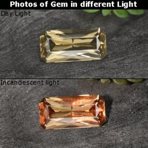 Granato cangiante naturale dorato da 0,60 ct, taglio smeraldo, VVS-VS
