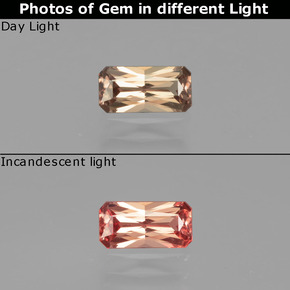 Granato cangiante naturale cangiante da 0,70 ct, taglio smeraldo, VVS-VS