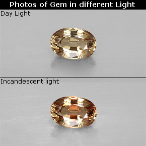Granato cangiante naturale dorato da 0,69 ct, taglio ovale, VVS-VS