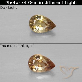 0.56ct Naturale Marrone dorato Granato cangiante, Forma a pera, VVS-VS