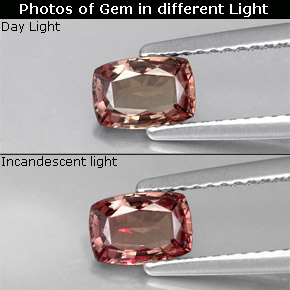 Granato cangiante naturale marrone da 0,76 ct, taglio a cuscino, VVS-VS