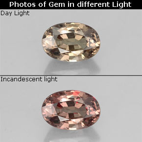 Granato cangiante naturale cangiante da 0,74 ct, taglio ovale, VVS