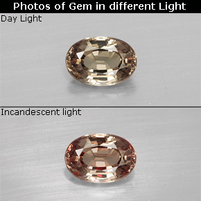 Granato cangiante Marrone chiaro naturale da 0.62 ct, Taglio ovale, VVS-VS