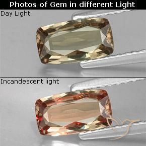 0.87ct Naturale Oro Granato cangiante, Cuscino, VS-SI